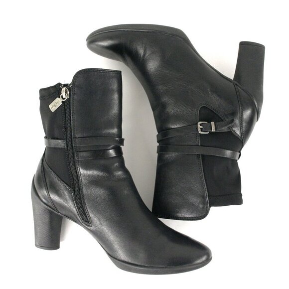 Aqua College Black Leather Sexy Heeled Ankle Boots Sz 9.5 - Picture 5 of 13